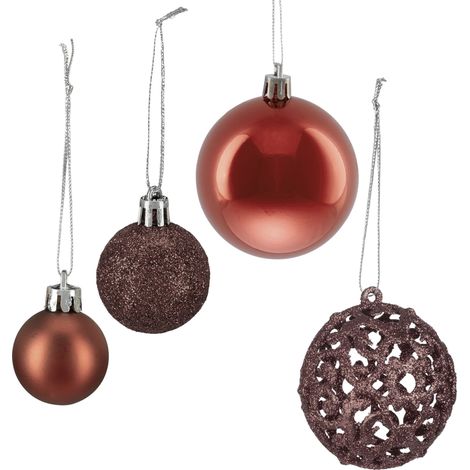 Set di 50 palline di Natale decorative e glitterate per albero 7 x 6 cm in plastica rossa 130012519