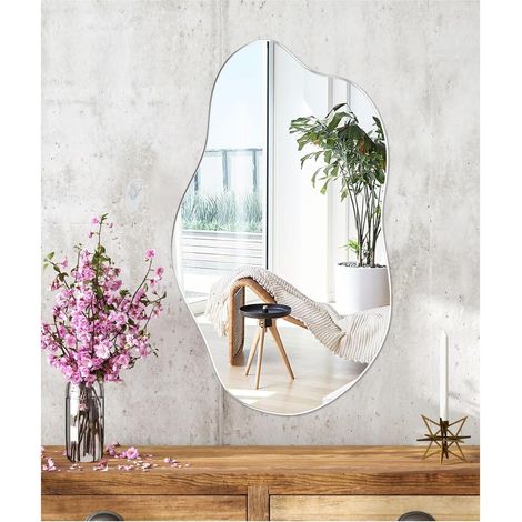 Miroir Asymétrique Miroir Mural Autocollant Miroir Adhésif Décoratif Miroirs 30x50.6cm Verre Miroirs Asymétrique Informe et sans Cadre pour Salon Cuisine Chambre (1/5)