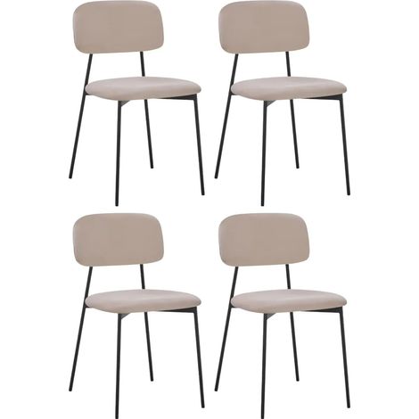 Set 4 Sedie in Vellutino Beige 44x49x78 cm Struttura in Metallo Nero