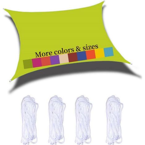 Rechteckiges Sonnensegel 2 x 1,8 m, wasserdichtes PES-Sonnentuch, 98 % UV-Schutz, für Garten, Terrasse, Balkon, Poolparty, Outdoor, Gelbgrün