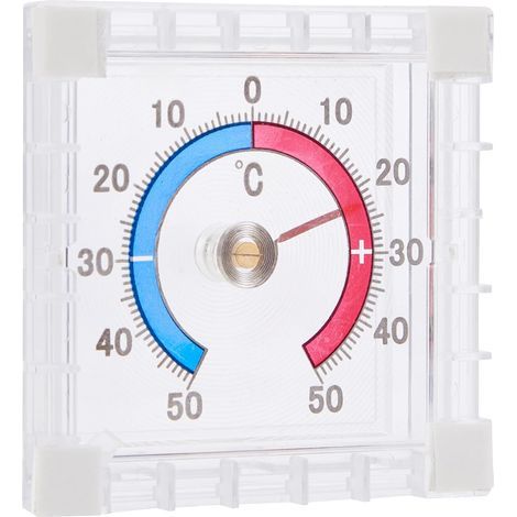Thermomètre blanc pour fenêtre et porte, 7,57,52,5 cm, 1 pièce, thermomètre adhésif intérieur/extérieur, -50°C à +50°C. (1/5)