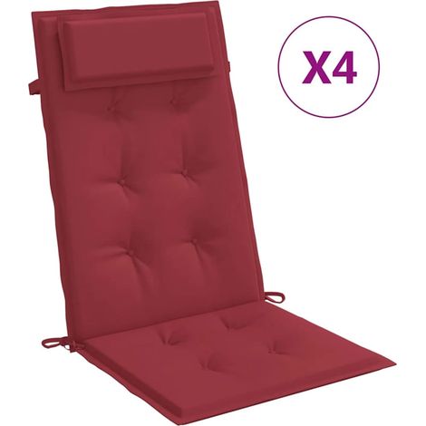 Coussins de chaise à dossier haut lot de 4，Coussins d'extérieur rouge bordeaux CFW965574 (1/5)
