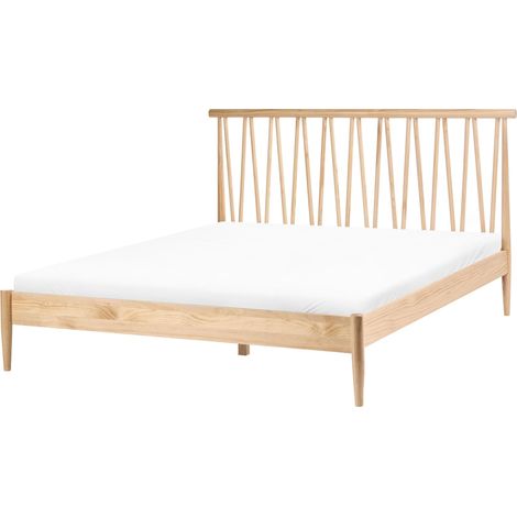 Bed with a Headboard Light Brown Pine Wood Frame EU King Size 5ft3 with Slats Bedroom Modern URDOS (1/5)