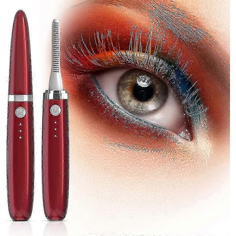 Recourbe-cils chauffant rechargeable par USB (silicone, étanche, effet longue durée) – Idée cadeau (rouge) (1/5)