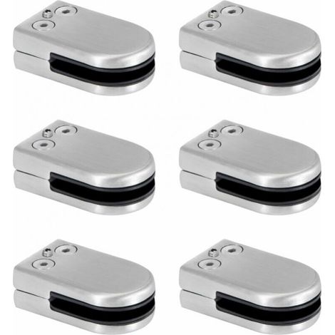 6Pcs Glass Clamp Stainless Steel Glass Clamp 6-8mm Glass Clamp Brackets Adjustable Glass Clip Flat Back Connection for Balustrade Stair Handrail (1/5)