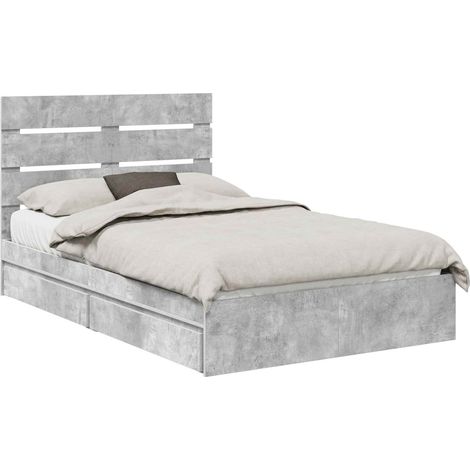 Maison Exclusive - Letto con Contenitore con testiera Grigio cemento 135 x 190 cm
