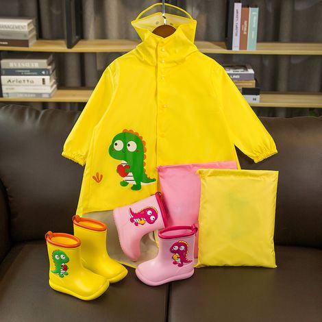 Imperméable Enfant Type Cape Garçon Combinaison Pluie Mignonne Imprimé Dessin Animé Poncho Pluie pour Élèves Primaire Jaune M (Convient Taille 90‑100cm)