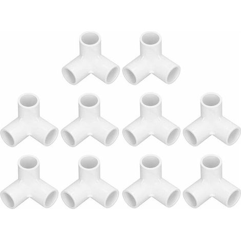 Raccord PVC 3 voies, 10 pièces 3 voies en plastique PVC connecteurs de meubles raccords de tuyauterie 20 mm de diamètre intérieur raccord coude meubles tuyau bricolage accessoires (blanc) (1/5)