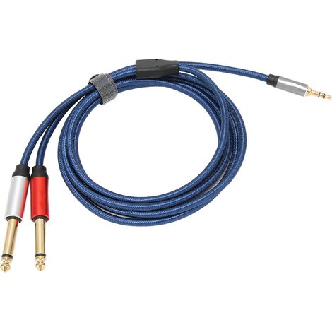 Câble répartiteur stéréo 3,5 mm vers 2 x 6,35 mm, câble audio mono mâle plaqué or pour camping-car