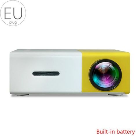 Filiyano – projecteur home cinéma YG300 – Mini projecteur home cinéma YG300 avec batterie, compatible PC et téléphones, LED 1080p, jaune et blanc. (1/4)