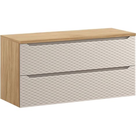 Badezimmer-Set YOKA beige: Unterschrank 120 cm + Waschtischplatte