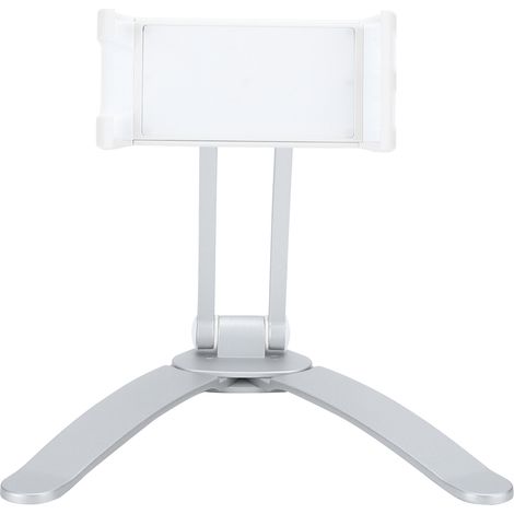 2-in-1 Wandhalterung aus Aluminiumlegierung für Tablet, Handy oder Schreibtisch, weiß, ideal für Küche und Badezimmer. (1/5)