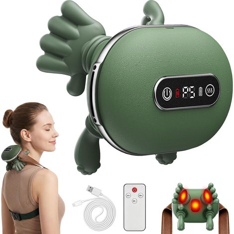 Masseur Cervical à Main Bionique, 4D Massage Cervicales et Cou avec Télécommande 5 Niveaux D’Intensité et 2 Niveaux de Chaleur pour Épaules, Dos (1/5)
