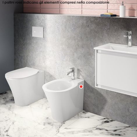 Bidet Filo Muro CONNECT AIR - Installazione a Terra - Realizzato in Ceramica - Bianco Lucido (1/5)