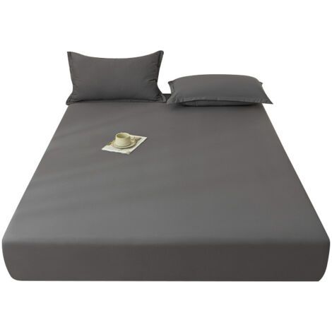 Drap-housse gris foncé 180×200 cm, fibre synthétique, profondeur 30 cm – (1/5)