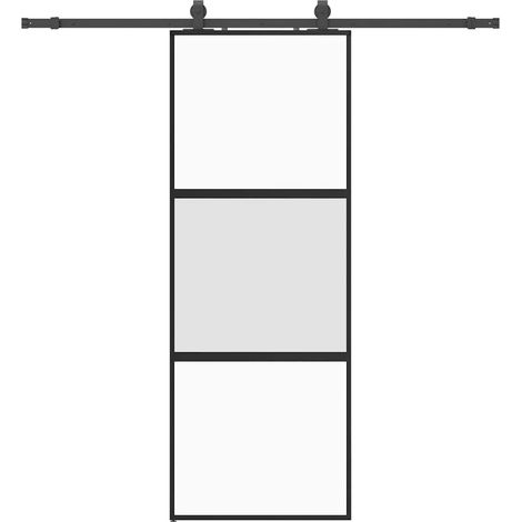 Maison Exclusive - Schiebetür mit Beschlag Schwarz 76x205 cm Hart