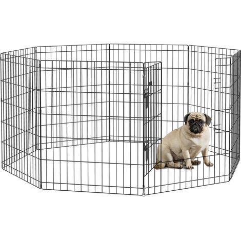 Parc enclos modulable pour chiens lapins rongeurs clôture pour petits animaux intérieur et extérieur 61 x 76 cm noir (1/5)