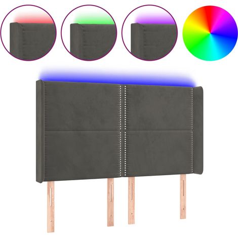 Maison Exclusive - Testiera a LED Grigio Scuro 147x16x118/128cm in Velluto