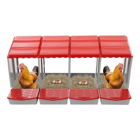 Poulailler 4 compartiments - Nichoir autonome - Collection œufs - Protection - Nichoirs en polypropylène - Pour poules, canards, volailles - Ferme (1/5)