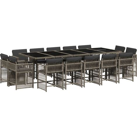 Maison Exclusive - Set comedor de jardín con cojines 15 pzas ratá (1/5)