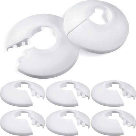 Couvre-Tuyau Radiateur - Collerette Plastique Blanche pour Tube de 16 mm - Diamètre Extérieur 47 mm - Décoration Intérieure - Lot de 8 (1/5)