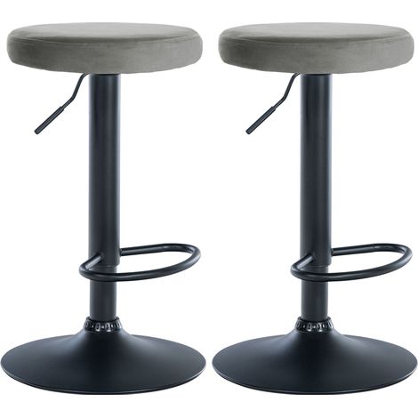 Set di 2 sgabelli da bar Ponte velvet grigio Metallo nero opaco