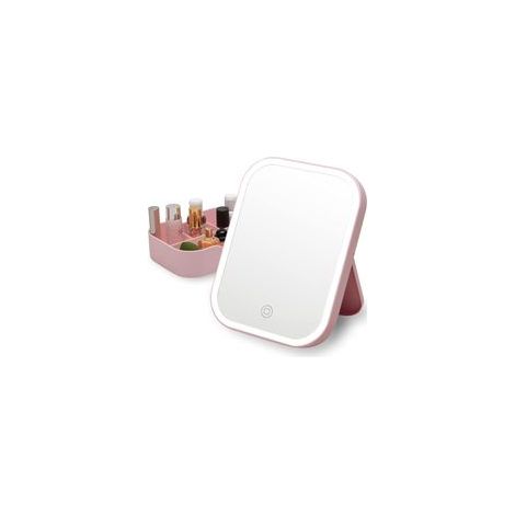 Miroir de maquillage carré LX (rose) avec câble de chargement (1/5)