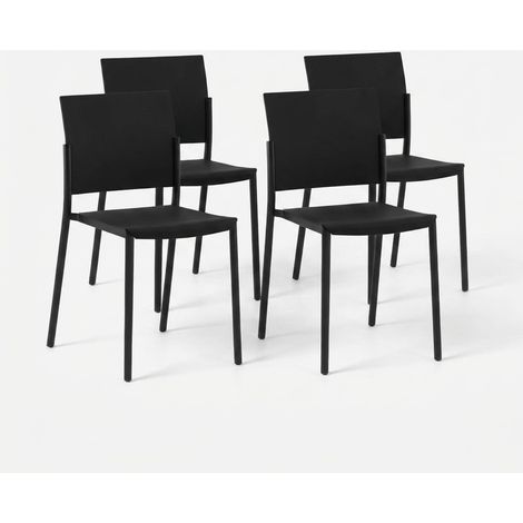 Set 4 sedie cucina impilabili in polipropilene design leggero Aurora - Nero