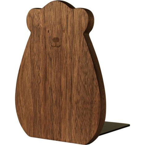 Porta libri in legno di noye, accessorio decorativo per scaffale, robusto e pratico fissatore per libri per ufficio e casa, mensola in legno, carino (1/2)