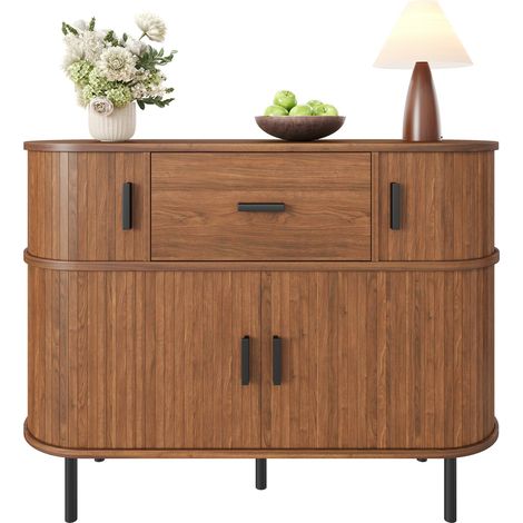 Buffet à deux niveaux avec portes coulissantes, commode avec tiroir, armoire de rangement, buffet de salon (1/5)