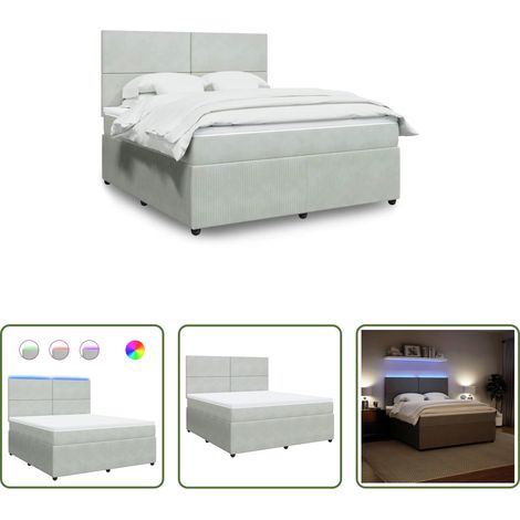 Samtmatratze - Boxspringbett mit Matratze Hellgrau 180x200 cm Samt (1/5)