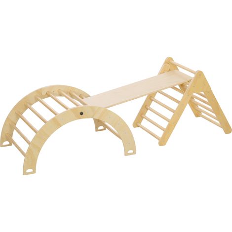Triángulo de Escalada pour enfants 18-48 mois avec rampe Escalador Arco 219x72,5 cm Naturel