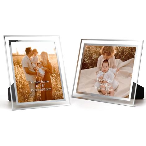 Cadre Photo 15x20 cm en Verre, Lot de 2 Cadre Transparent en Verre à Poser sur la Table (1/5)