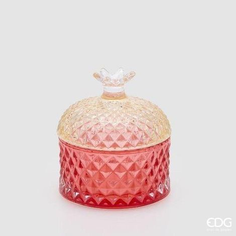 Contenitore Decorativo Rombo Rotondo H9,5 D8,5 Rosso EDG