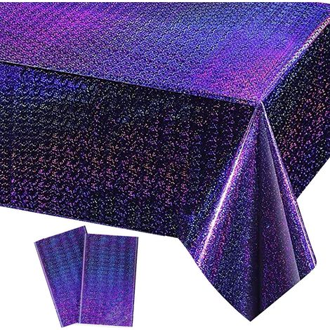 Tablecloth Plastique - Holographique Iridescent - 137 x 274 cm - Pour Fête Mariage Anniversaire Réception - Lot de 2 (1/5)