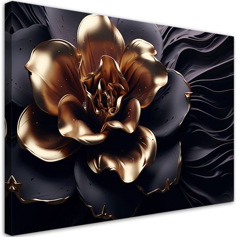 Tableau sur toile AI Fleur d'or 90x60 (1/5)