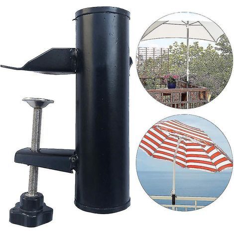 Klemmbarer Sonnenschirmhalter für Terrasse, Balkon, Sonnenschirmständer – Schwarz (1/5)