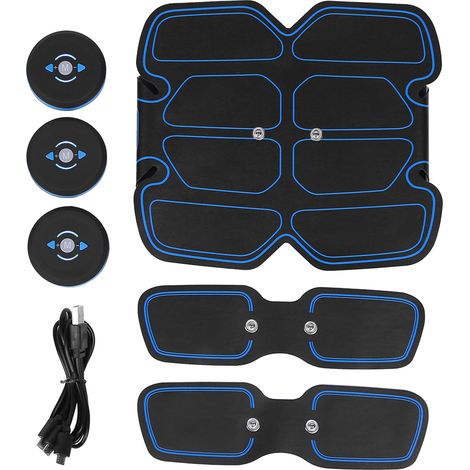 Ceinture abdominale EMS rechargeable bleue pour stimulation et massage musculaire (1/5)
