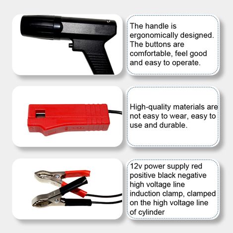 Outil de synchronisation professionnel Portable 12 V, voiture, moto, système d'allumage de moteur à essence, détecteur de lampe stroboscopique, diagnostic de détection automatique. (1/5)