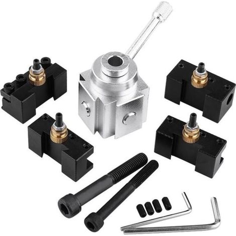 Aluminum Alloy Tool Holder - Quick Change Support for Many Types of Mini Lathes for Turning, Flooring, Cutting, Knurling, Drilling and Cylindrical Grinding (1/5)