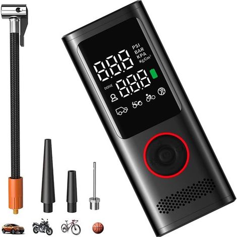 Bomba de aire digital inalámbrica para neumáticos，compresor de aire para coche con iluminación LED，función de percusión (1/5)