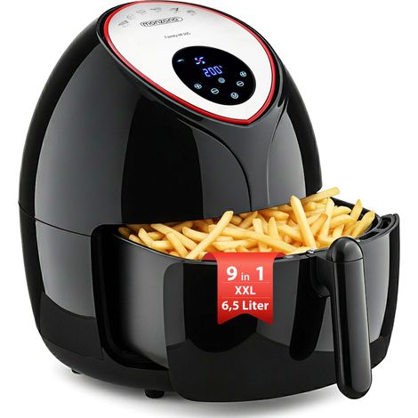Monzana Heißluftfritteuse XXL Digitales Touch-Display 6,5L LED mit Rezeptheft 1850W Küche Fritteuse Heißluftofen Schwarz
