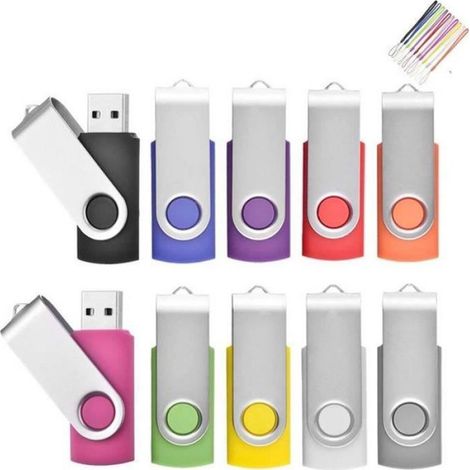 Cle USB 4Go - Lot de 10 Clés USB 2.0 - Stockage Flash Drive - Cordes Offertes - 4GB1 (1/4)