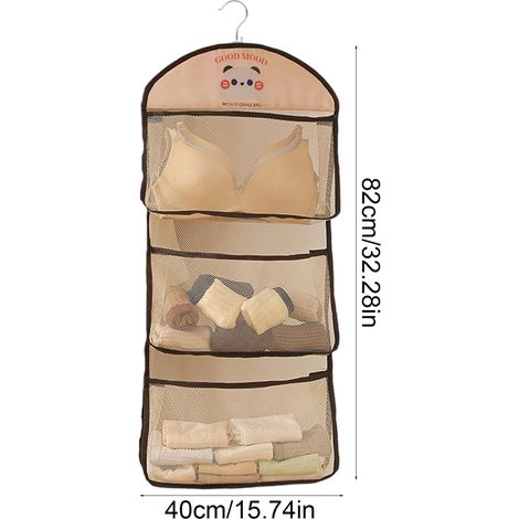Filet de rangement en maille grande capacité 8240cm, sac à suspendre avec crochet respirant pour dortoir, chambre et maison(Trois cases - Panda) (1/5)