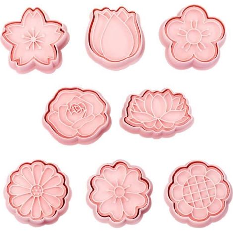 Emporte-pièces fleurs 8 pièces en PVC alimentaire pour décoration de pâtisserie (1/4)