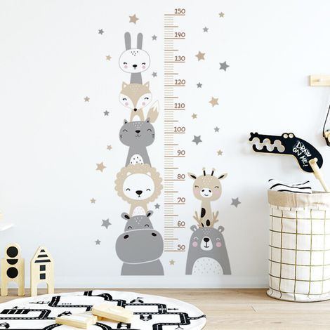 Stickers muraux pour mesurer la taille des enfants, stickers muraux amusants à motifs d'animaux de la forêt (1/5)