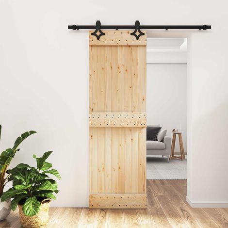 vidaXL Porta scorrevole Naturale e Nero 70 x 210 cm