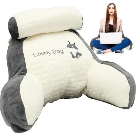 – Coussin de lecture pour lit – Oreiller lombaire avec accoudoir – Couvercle en polyester moelleux – Confort optimal pour lecture (1/4)
