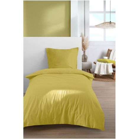 Parure de lit 140 x 200 cm Cocon moutarde (1/3)