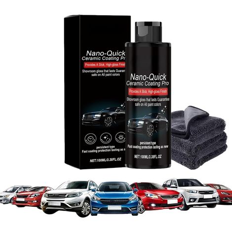 Quick Effect Coating Agent,Nano Quick Coat Restore,Agent de revêtement avancé pour voiture,ceramique voiture, Nano Céramique Sp-ray, Spray de renouvellement de revêtement multifonction (1Set)